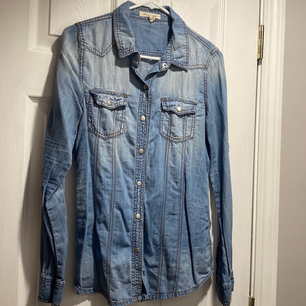 Jean Button Up Top - Picture 1 of 5